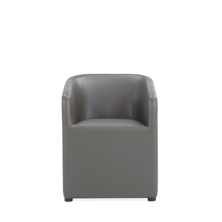 MANHATTAN COMFORT Anna Round Faux Leather Dining Armchair in Pewter DC059AR-PE